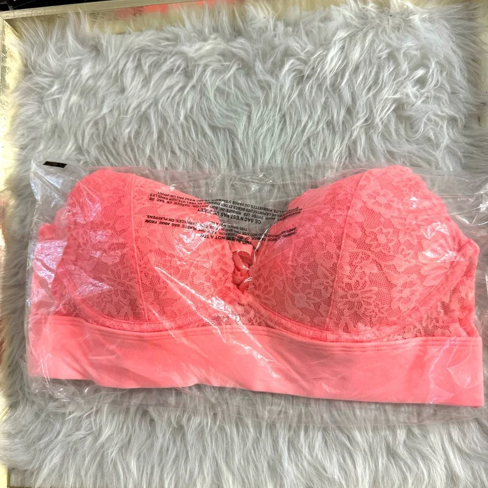 PINK Victoria’s Secret Lace Lightly Lined Triangle Bralette NEW - Picture 4 of 5